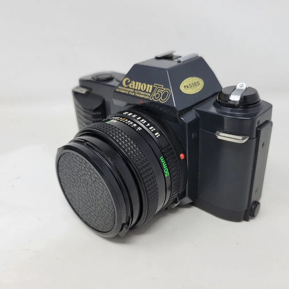 Canon T50 35mm SLR Film Camera with Canon FD 50mm f1.8 Lens Japan Vintage